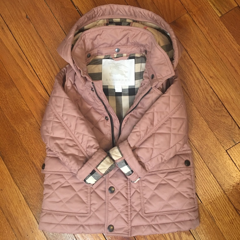 Toddler Girls Burberry Coat with Detachable Hood